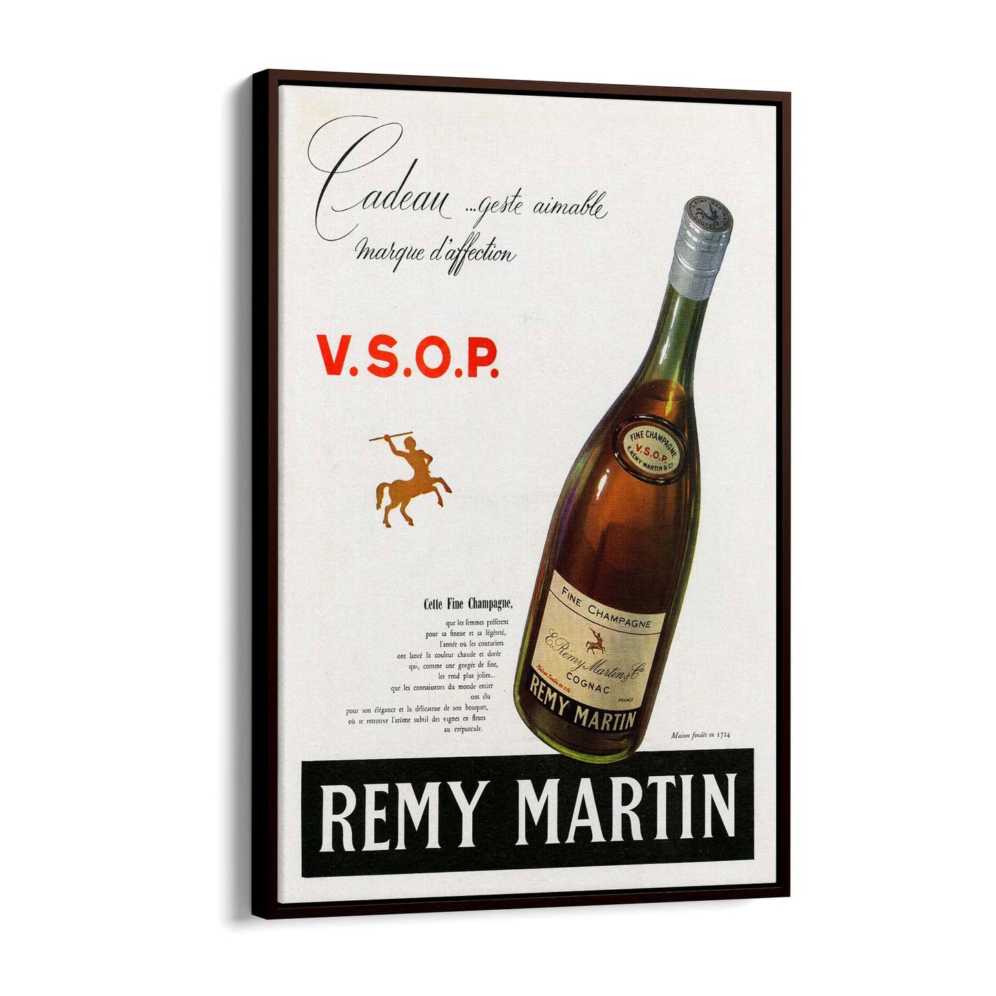 Remy Martin Cognac Champagne Vintage Drinks Advert Wall Art - The Affordable Art Company