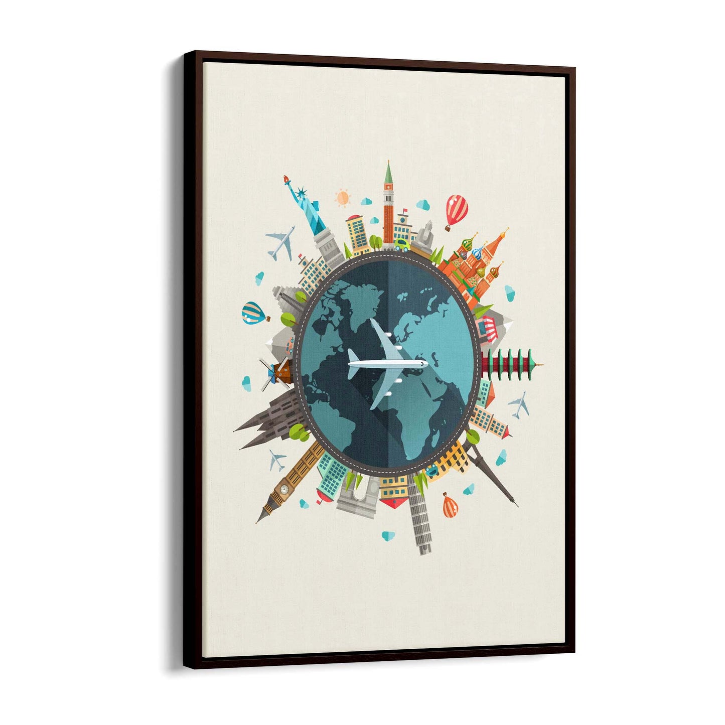 World Travel Retro Landmarks Wall Art - The Affordable Art Company