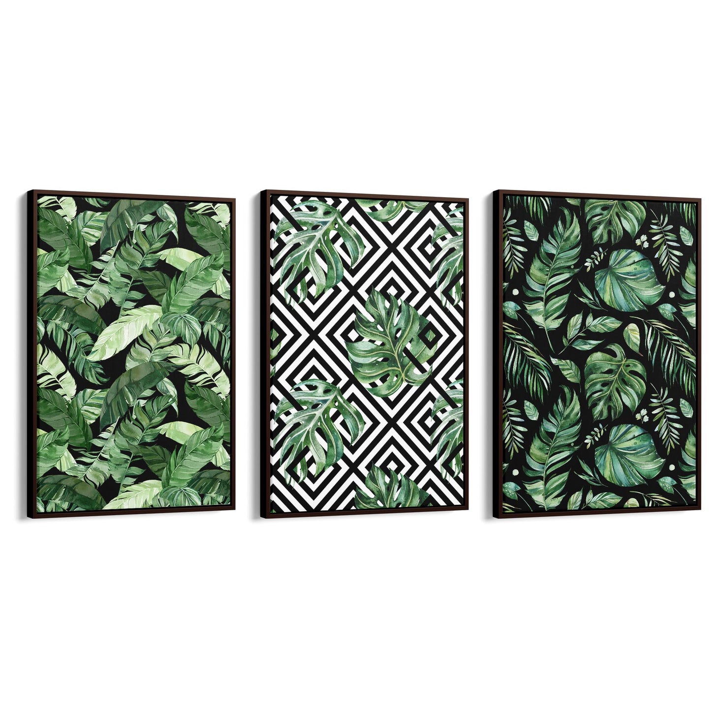 Set of Minimal Green Plant Pattern Wall Art - The Affordable Art Company