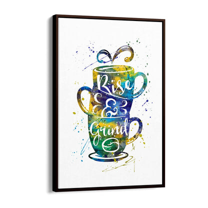 "Rise & Grind" Cafe Coffee Kitchen Morning Wall Art - The Affordable Art Company