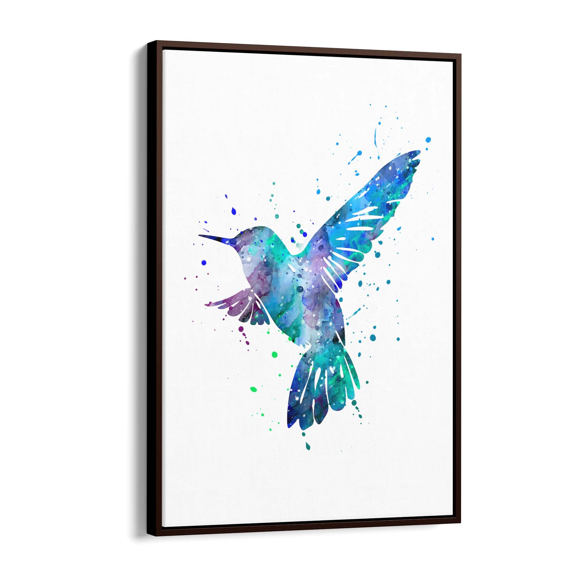 Abstract Blue Humming Bird Cute Artwork Wall Art - The Affordable Art Company