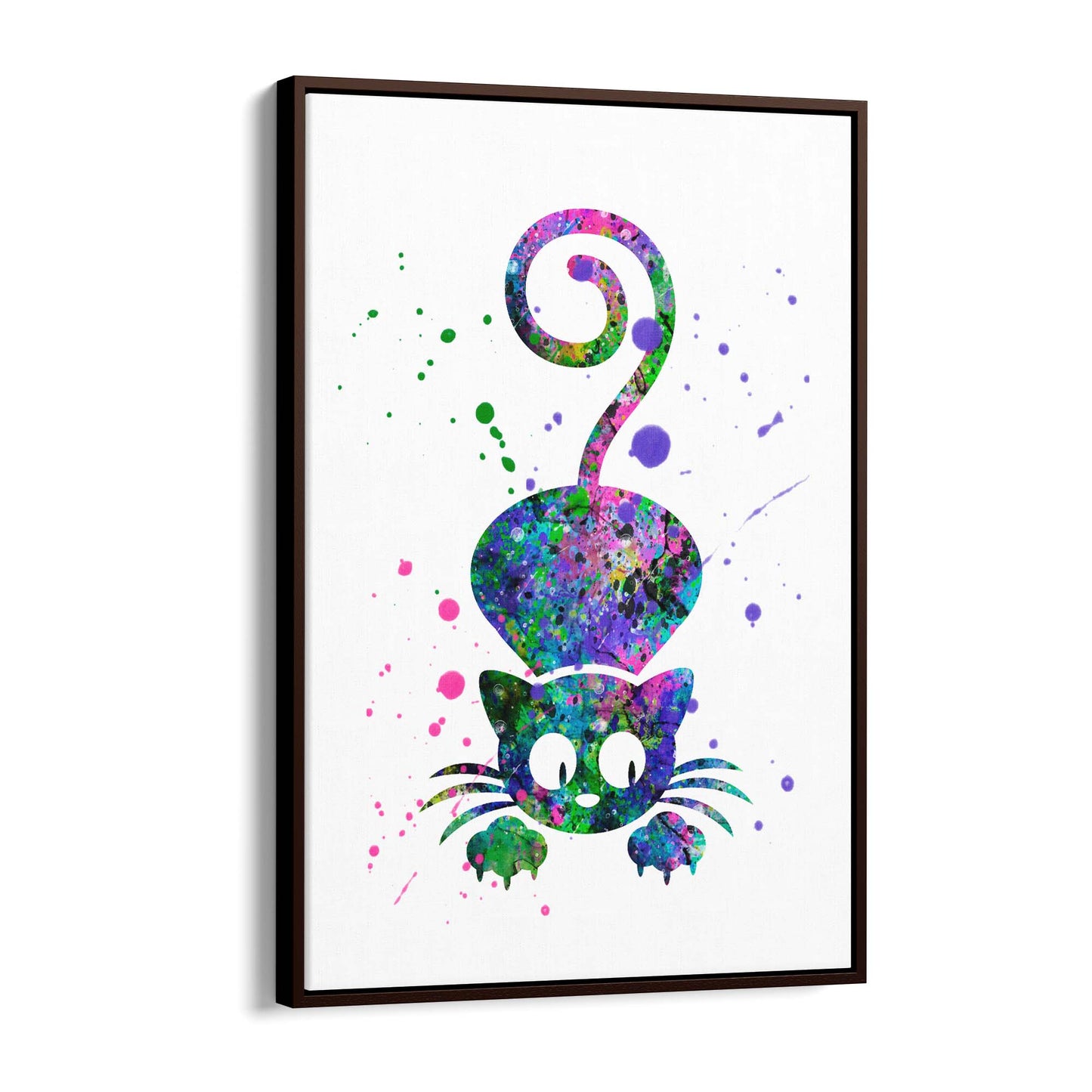 Cute Cat Painting Colourful Animal Wall Art #3 - The Affordable Art Company