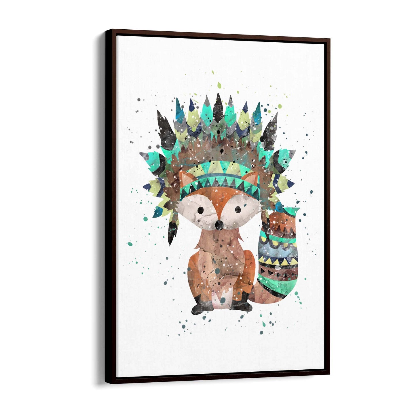 Native Fox Cartoon Nursery Bedroom Boho Wall Art - The Affordable Art Company