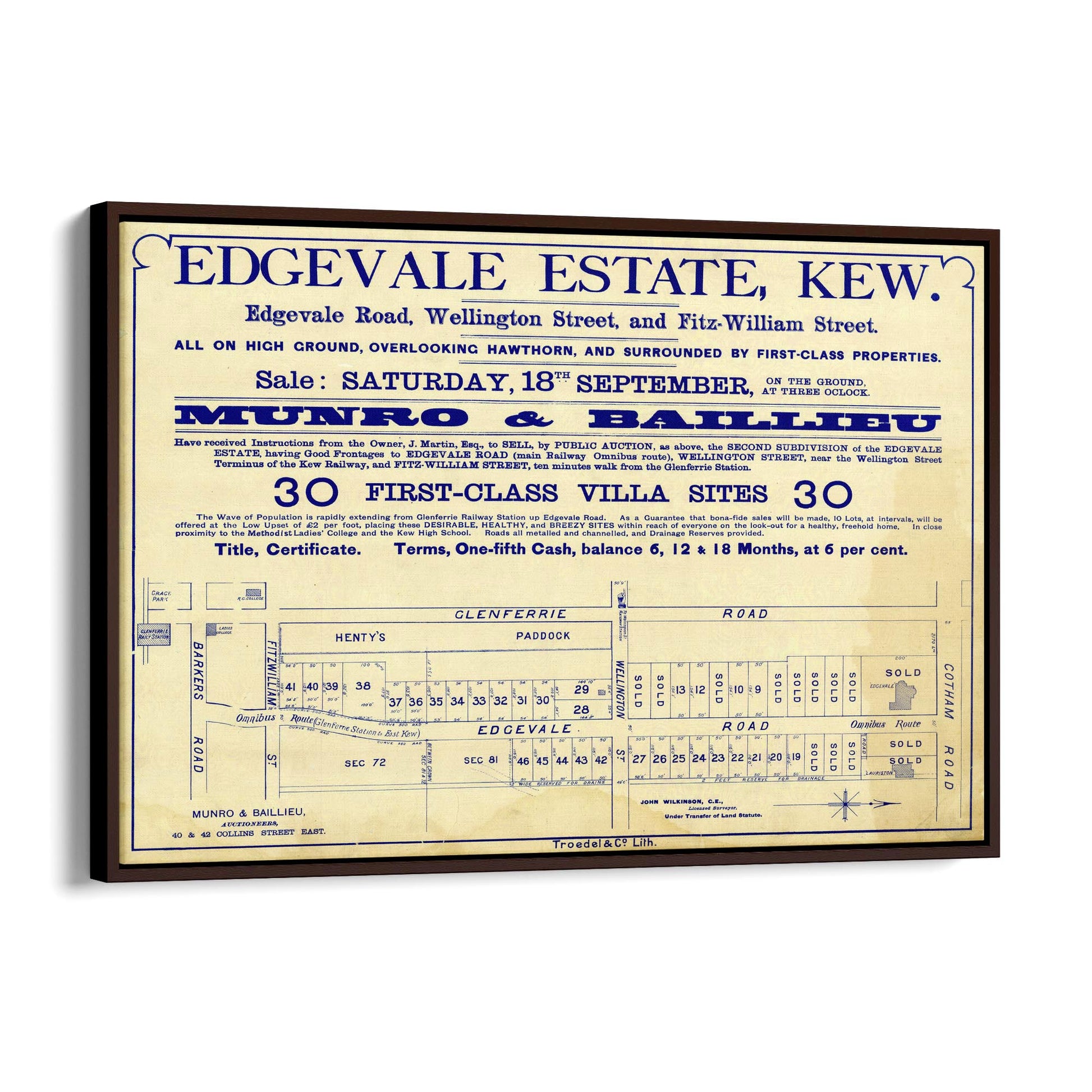 Kew Melbourne Vintage Real Estate Advert Wall Art #3 - The Affordable Art Company