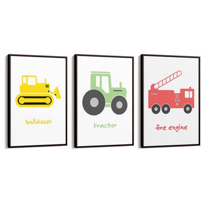 Set of Nursery Vehicles Boys Bedroom Wall Art - The Affordable Art Company