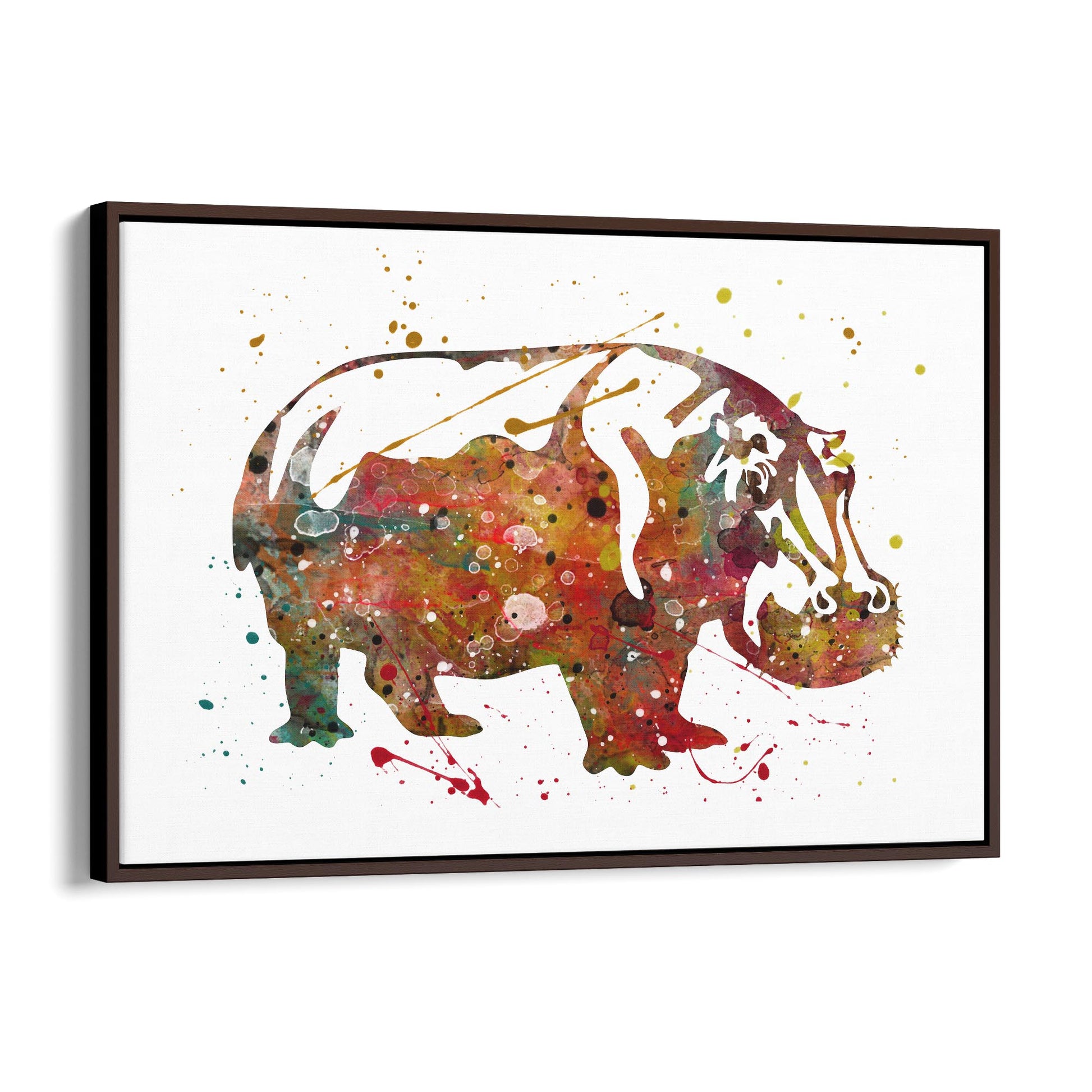 Watercolour Hippo Painting Animal Nursery Wall Art - The Affordable Art Company