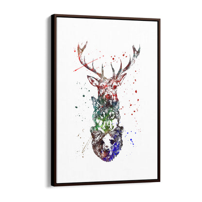 Animal Heads Man Cave Deer Wolf Bear Wall Art - The Affordable Art Company