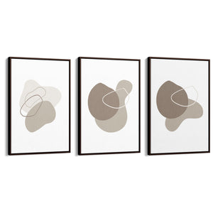 Set of Minimal Grey Line Shape Abstract Wall Art #1 - The Affordable Art Company