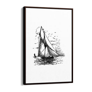 Sail Boat Coastal Drawing Nautical Coast Wall Art #2 - The Affordable Art Company