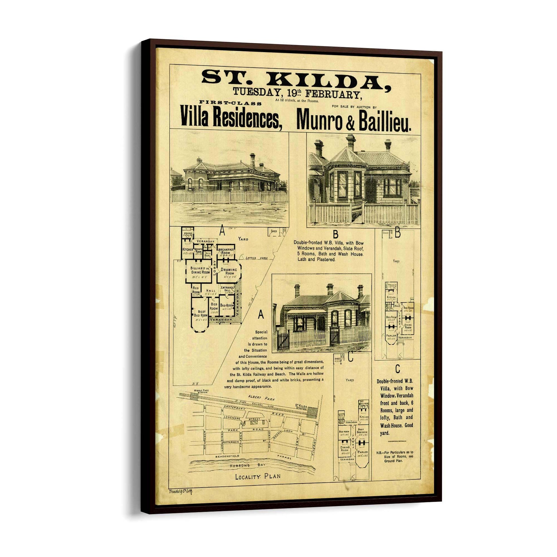 St Kilda Melbourne Vintage Real Estate Advert Art - The Affordable Art Company
