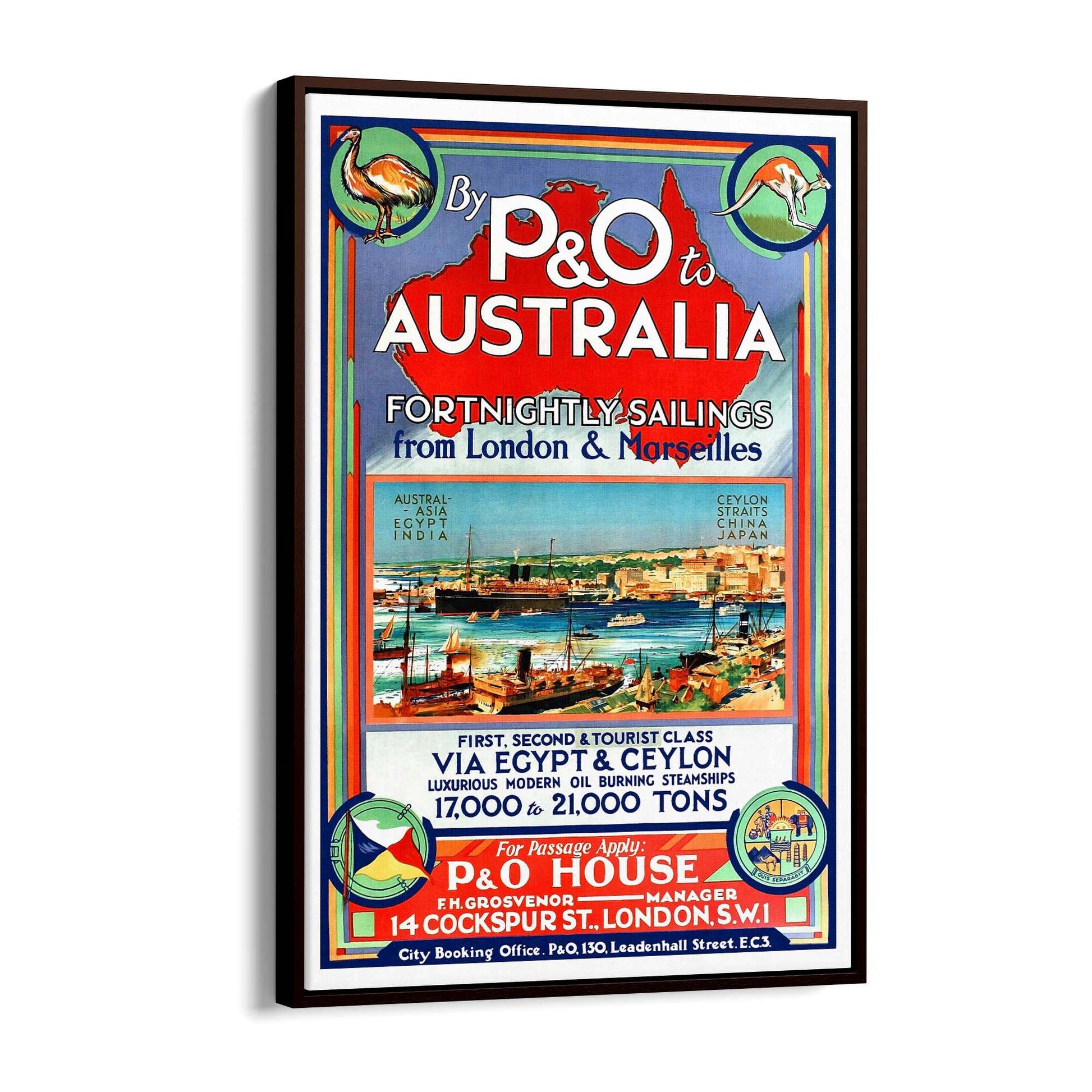 Vintage P&O Australia Travel Wall Art - The Affordable Art Company