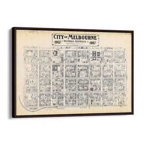 Vintage Melbourne CBD Street Map (1907) Wall Art - The Affordable Art Company