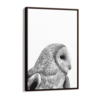 Owl Drawing Portrait Minimal Black Wall Art #1 - The Affordable Art Company