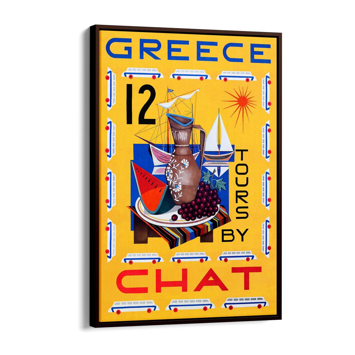 Greece Tours Vintage Travel Advert Wall Art - The Affordable Art Company