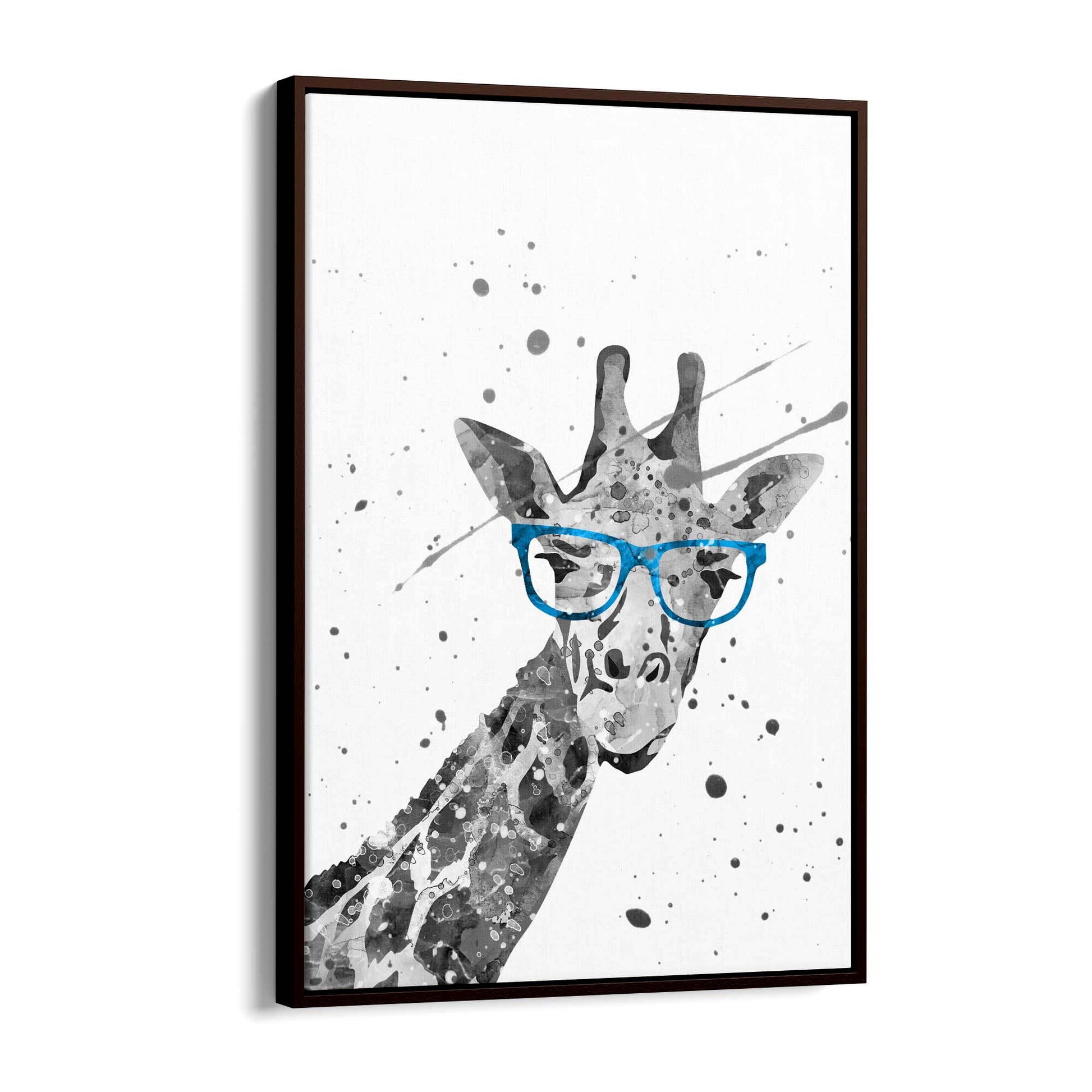 Giraffe with Glasses Cute Nursery Decor Wall Art - The Affordable Art Company