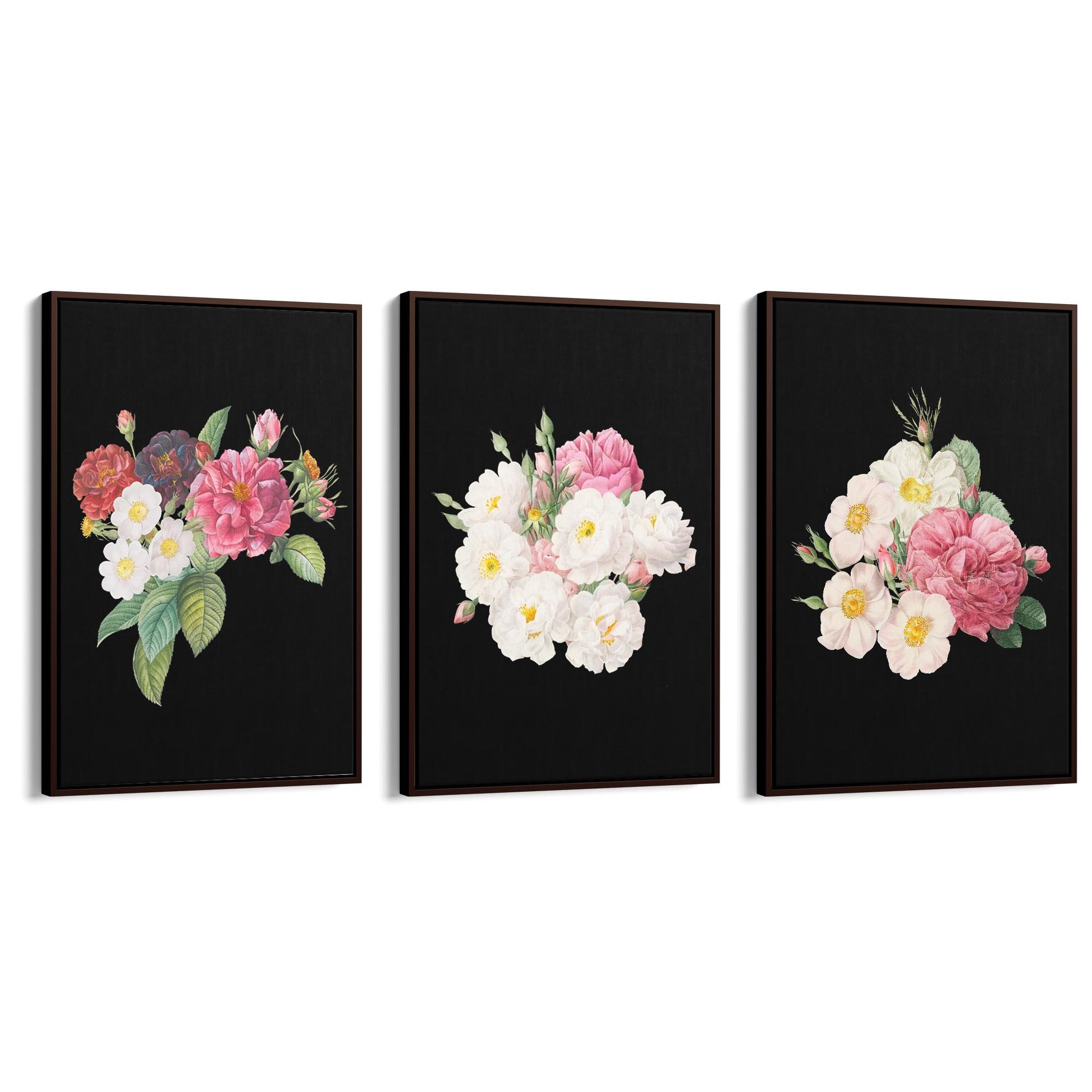 Set of Dark Floral Botanical Flowers Wall Art #2 - The Affordable Art Company