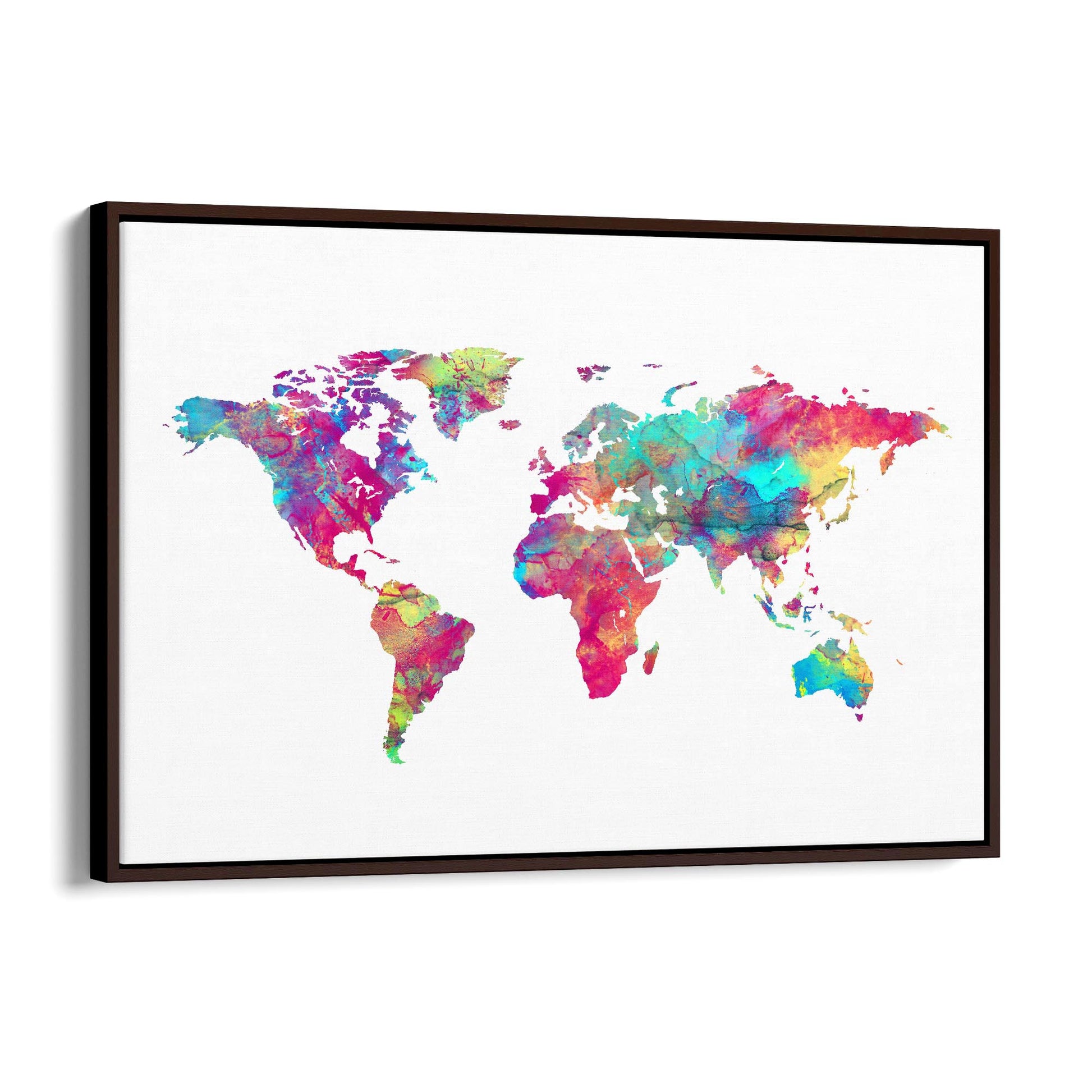 Watercolour World Map Colourful Wall Art - The Affordable Art Company