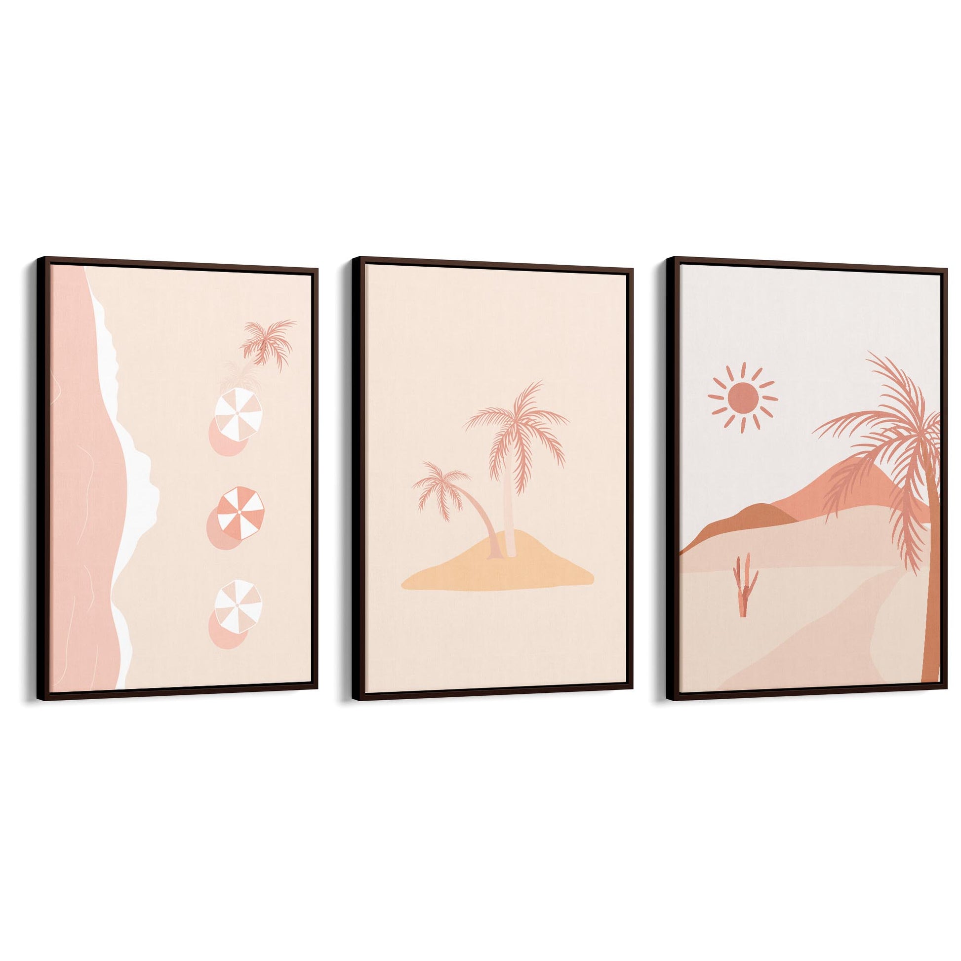 Set of Summer Coastal Pink & Pastel Wall Art - The Affordable Art Company