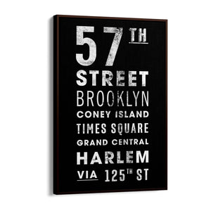 New York, Street Names Sign Urban Wall Art - The Affordable Art Company