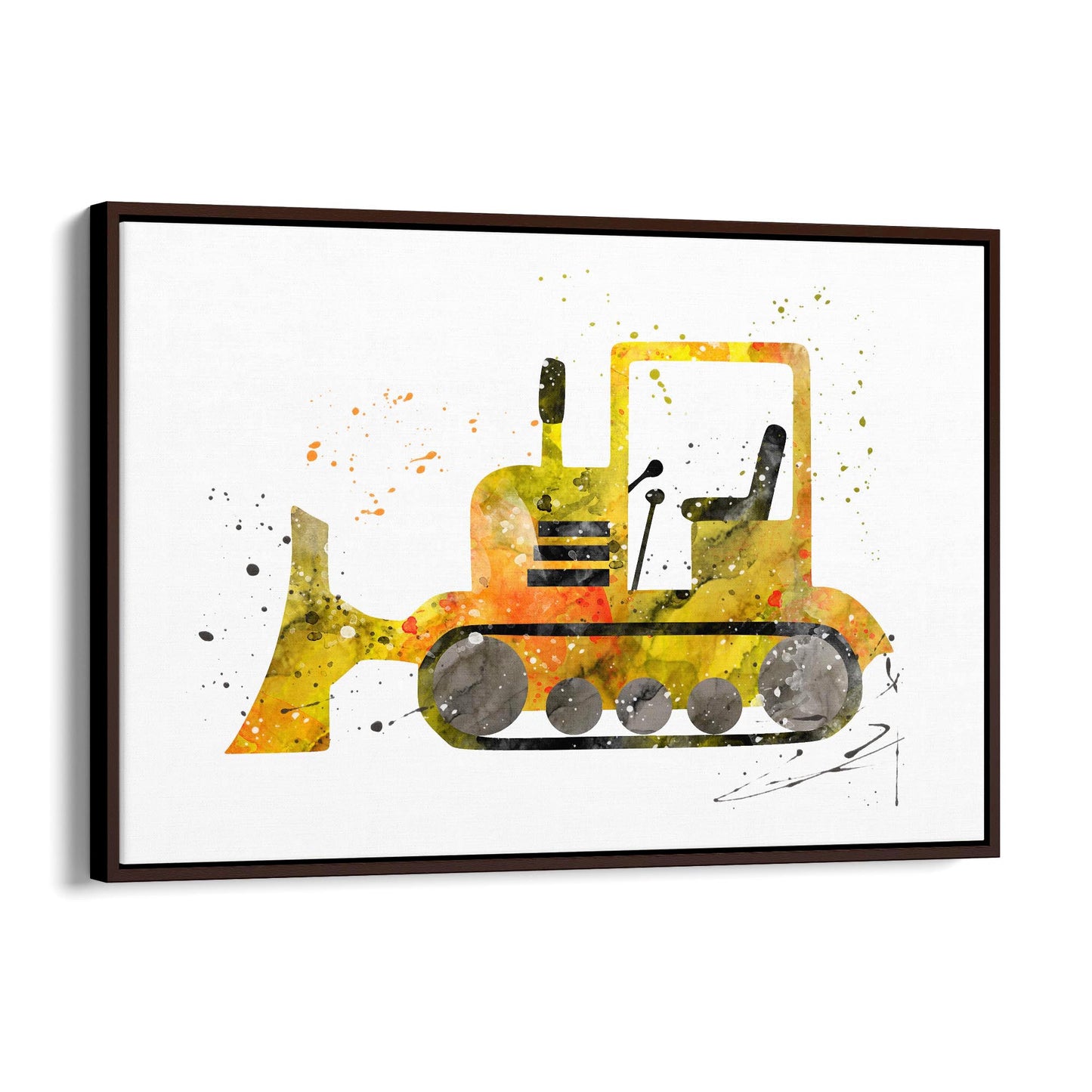 Yellow Digger Boys Bedroom Nursery Toddler Art #1 - The Affordable Art Company