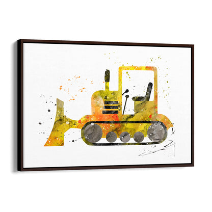 Yellow Digger Boys Bedroom Nursery Toddler Art #1 - The Affordable Art Company