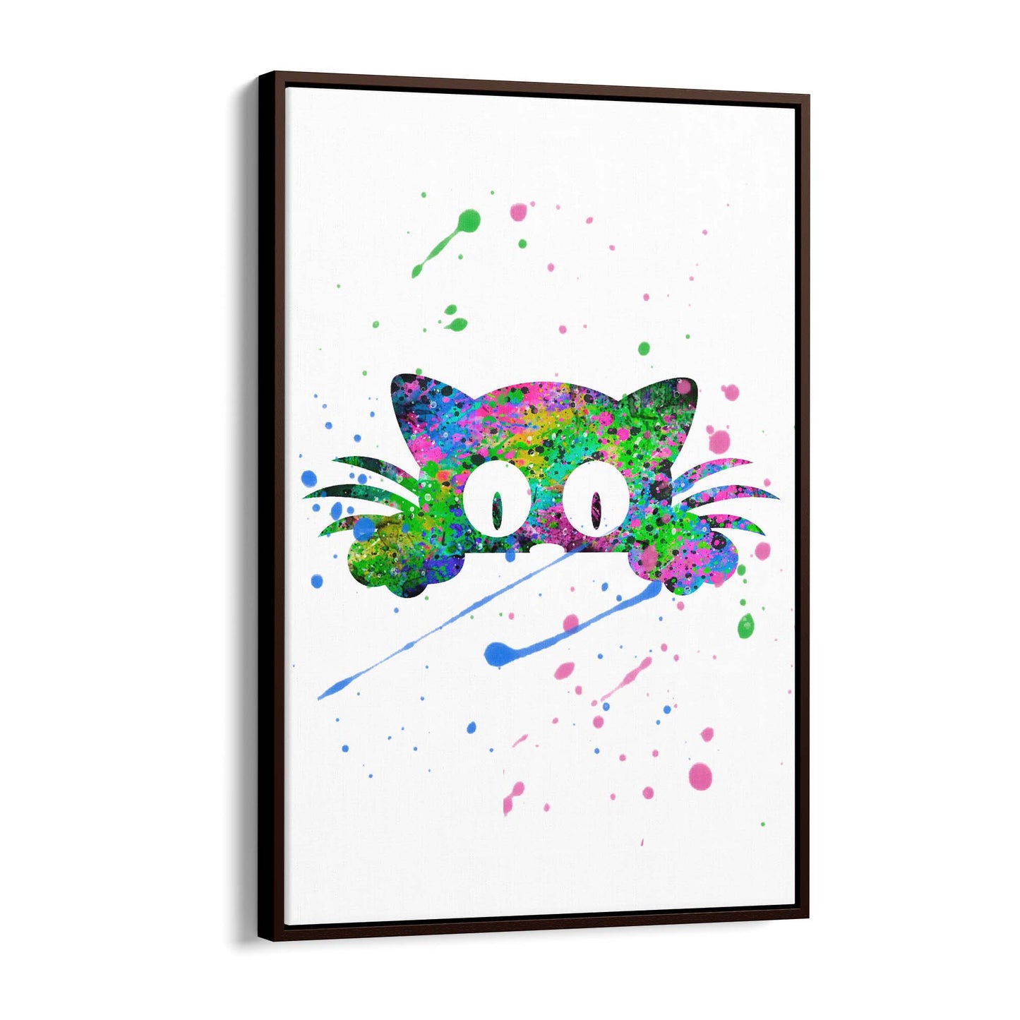 Cute Cat Painting Colourful Animal Wall Art #2 - The Affordable Art Company