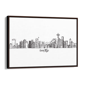Seattle USA Cityscape Drawing Minimal Wall Art - The Affordable Art Company