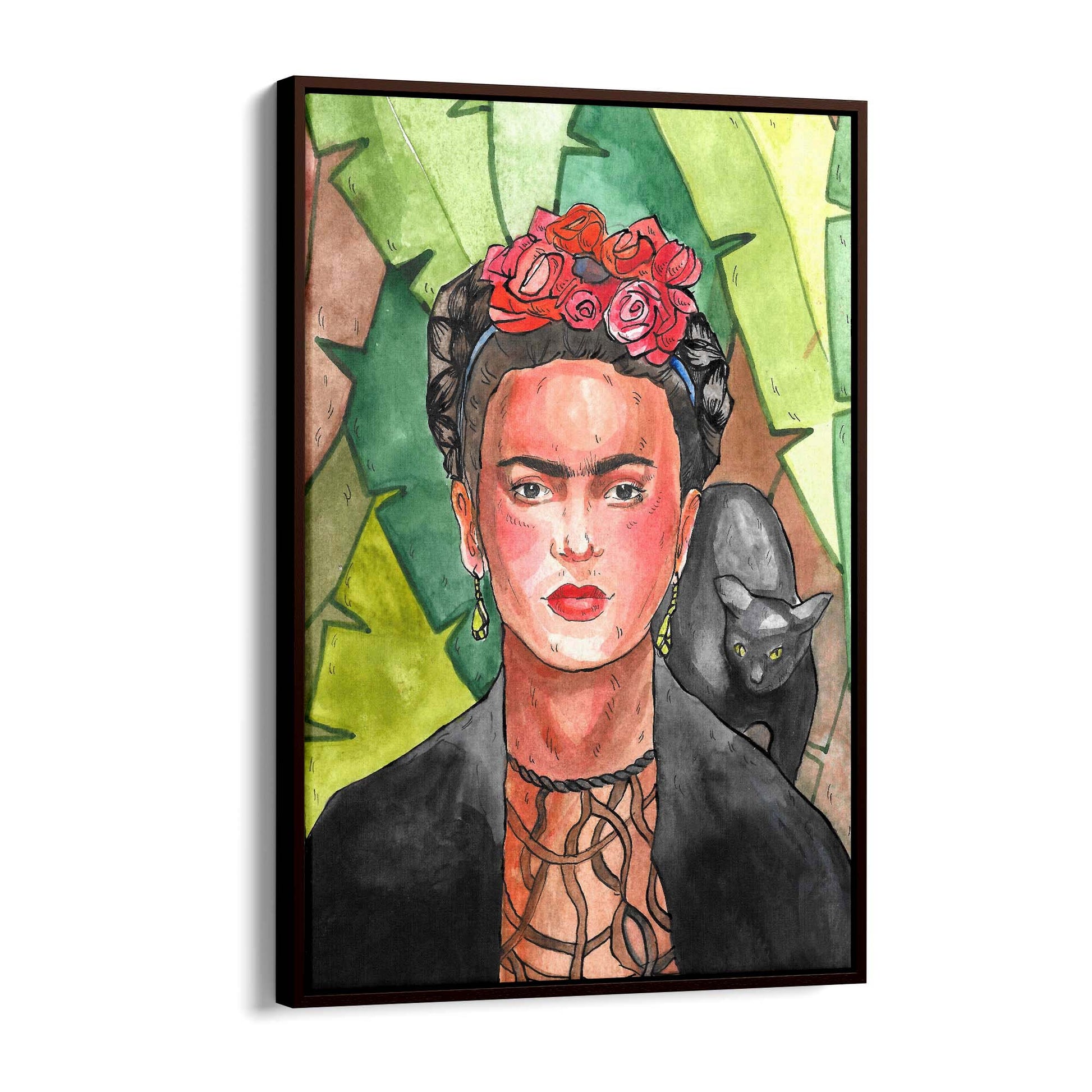 Frida Kahlo Jungle Cat Painting Fashion Wall Art - The Affordable Art Company