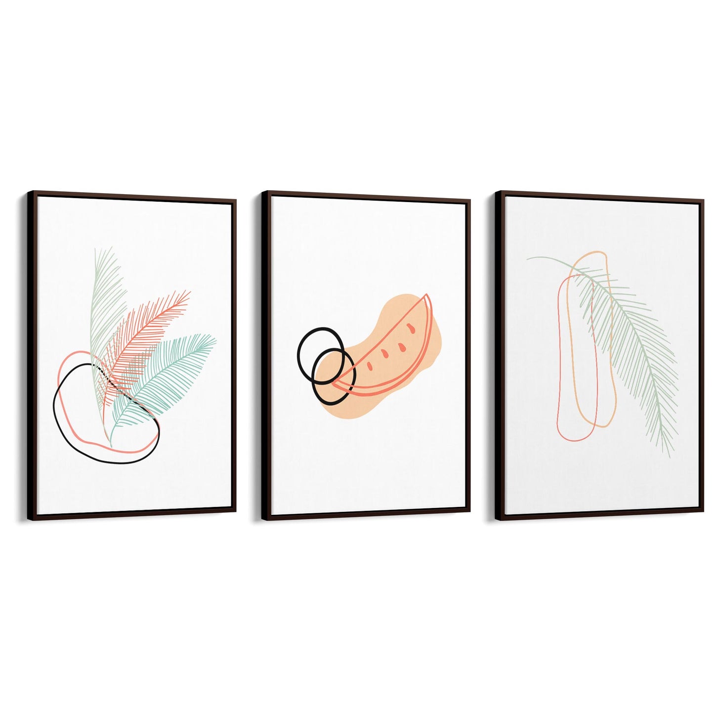 Set of Abstract Feather Kitchen Minimal Wall Art - The Affordable Art Company
