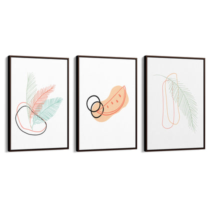 Set of Abstract Feather Kitchen Minimal Wall Art - The Affordable Art Company