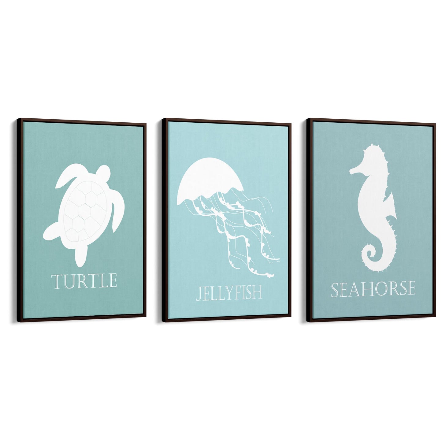 Set of Nursery Sea Life Turtle Seahorse Wall Art - The Affordable Art Company
