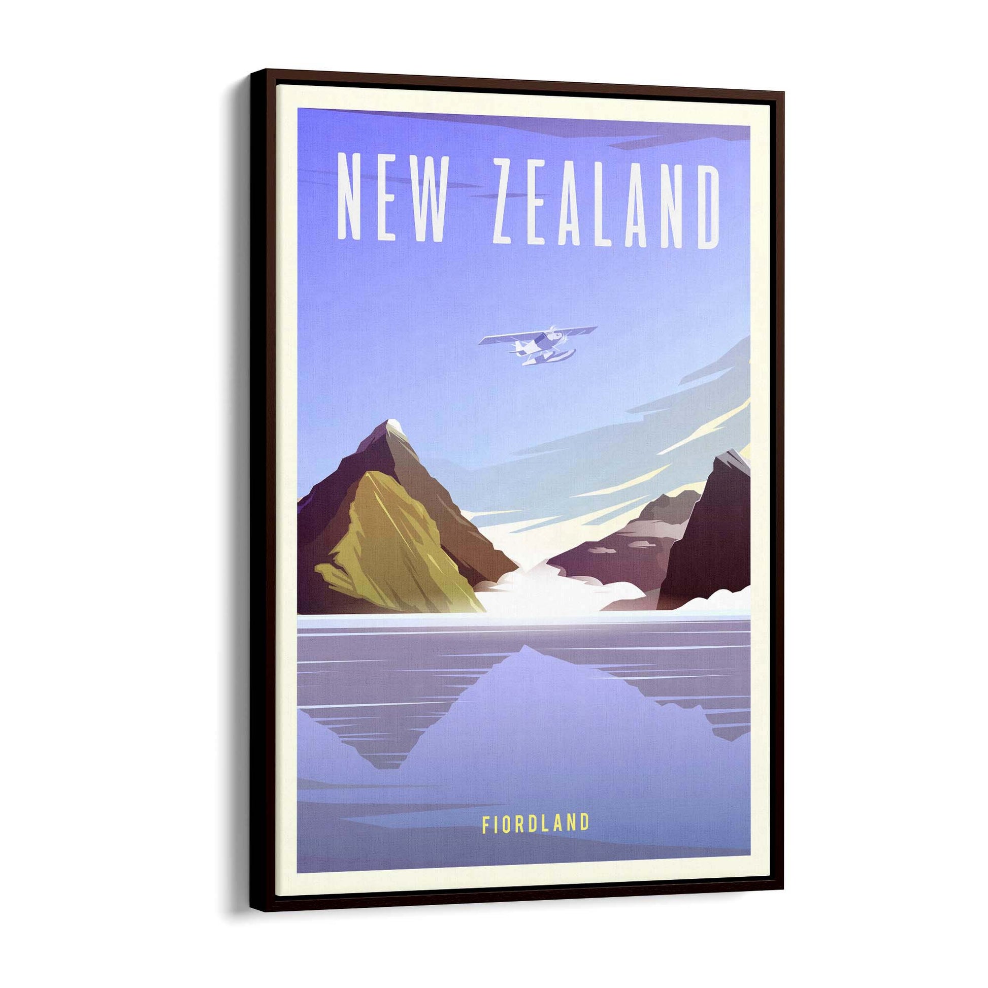 Retro Fiordland New Zealand Vintage Wall Art - The Affordable Art Company