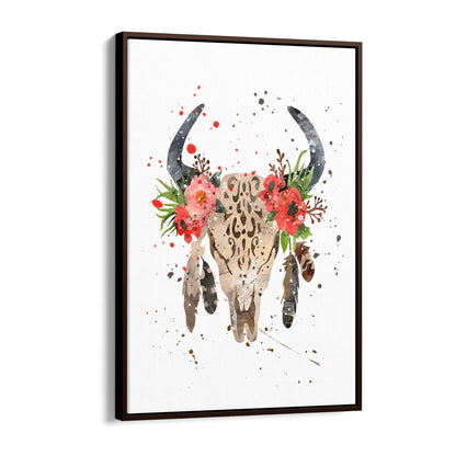 Floral Cow Skull Boho Chic Wall Art - The Affordable Art Company