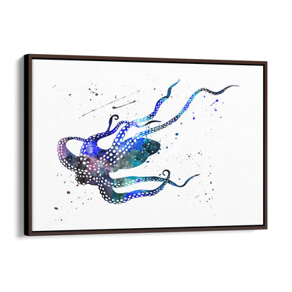 Blue Cute Squid Painting Sealife Nursery Wall Art - The Affordable Art Company