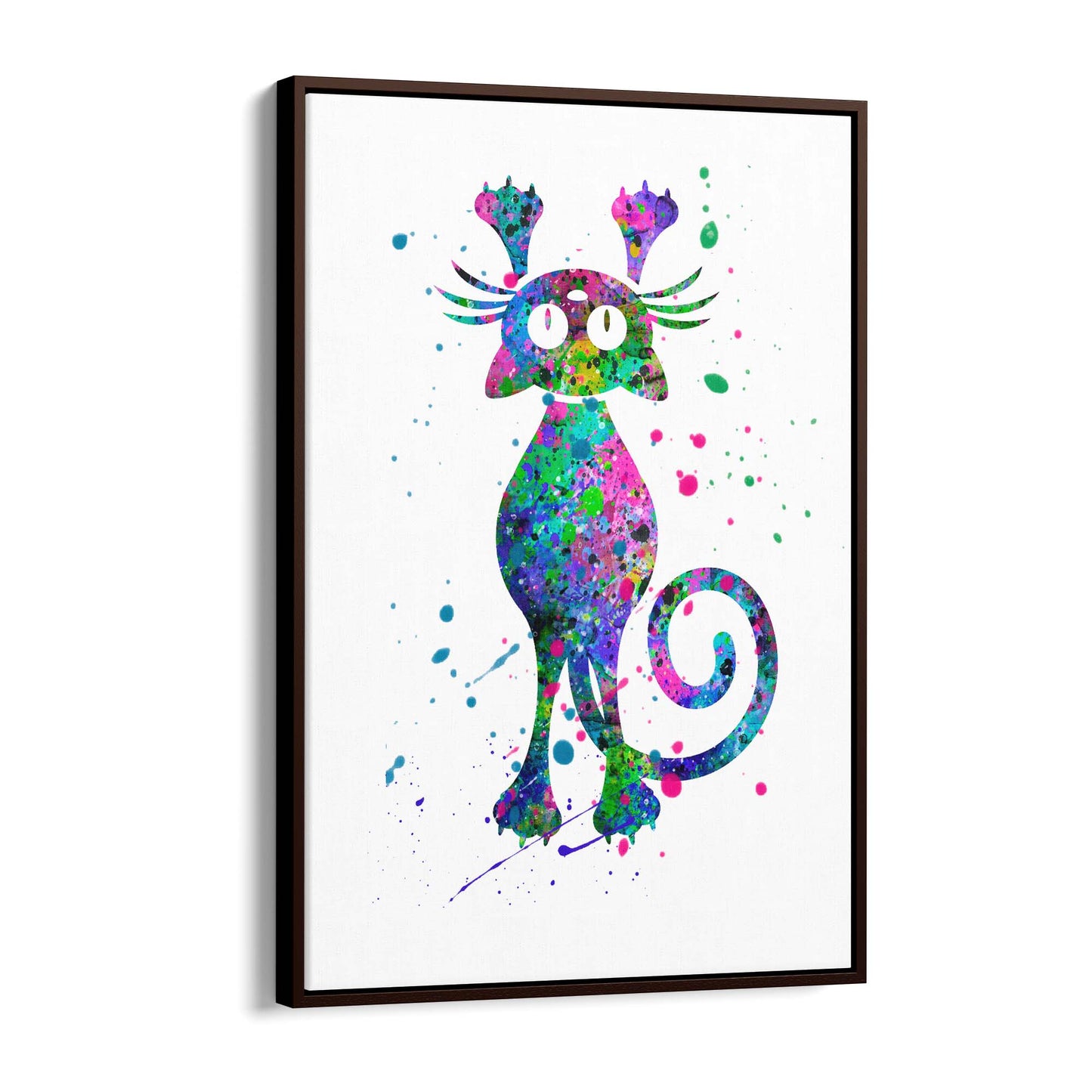 Cute Cat Painting Colourful Animal Wall Art #1 - The Affordable Art Company