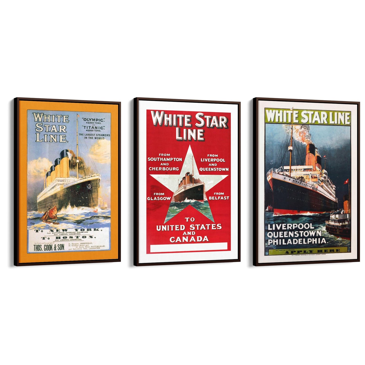 Set of Vintage White Star Line Advert Wall Art - The Affordable Art Company