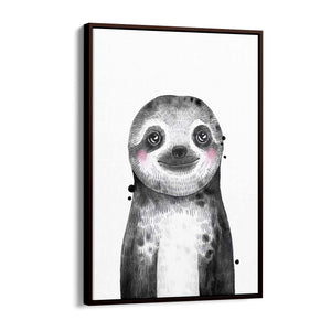 Cute Blushing Baby Sloth Nursery Animal Wall Art - The Affordable Art Company