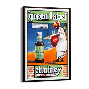 Green Label Indian Chutney Vintage Advert Wall Art - The Affordable Art Company