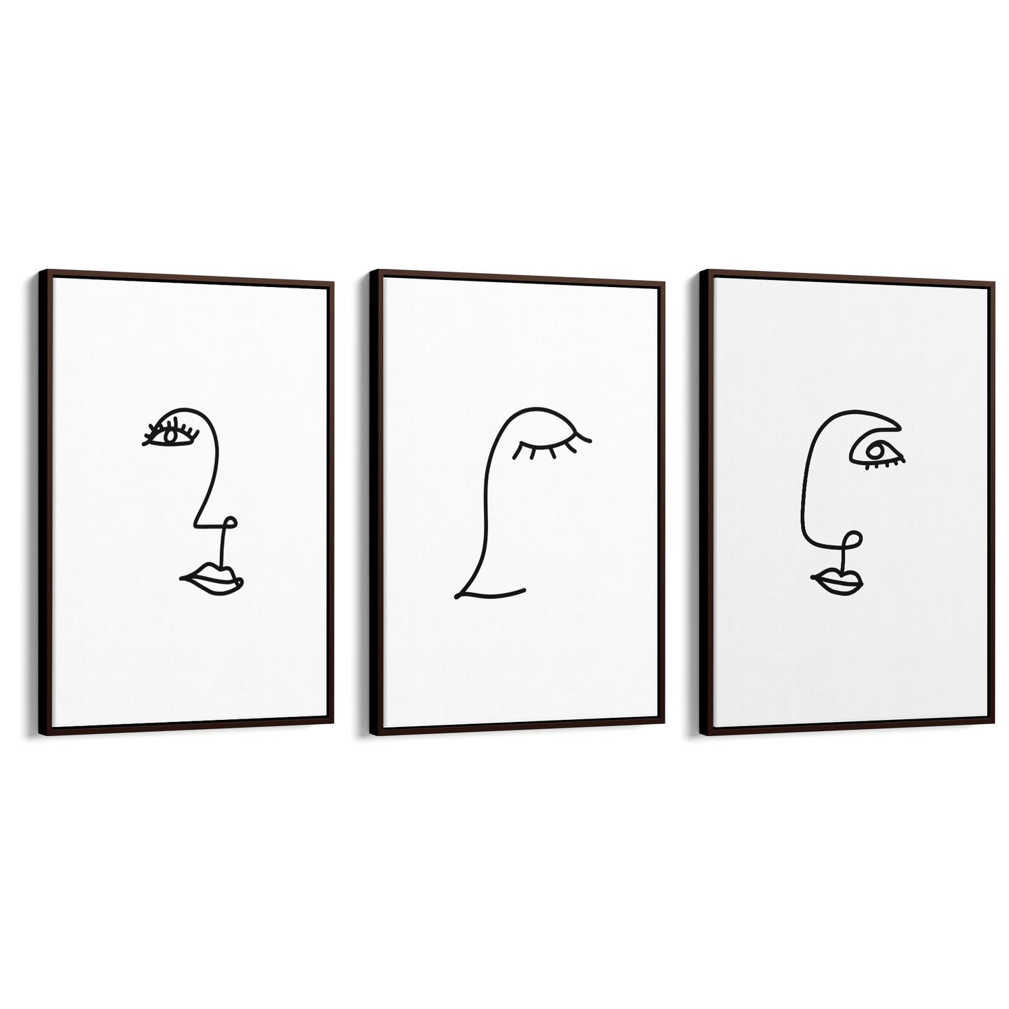 Set of Face Line Drawings Abstract Style Wall Art #2 - The Affordable Art Company