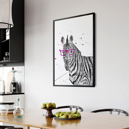 Zebra with Glasses Nursery Cute Baby Wall Art - The Affordable Art Company