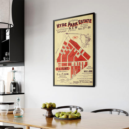 Kew Melbourne Vintage Real Estate Advert Wall Art #2 - The Affordable Art Company