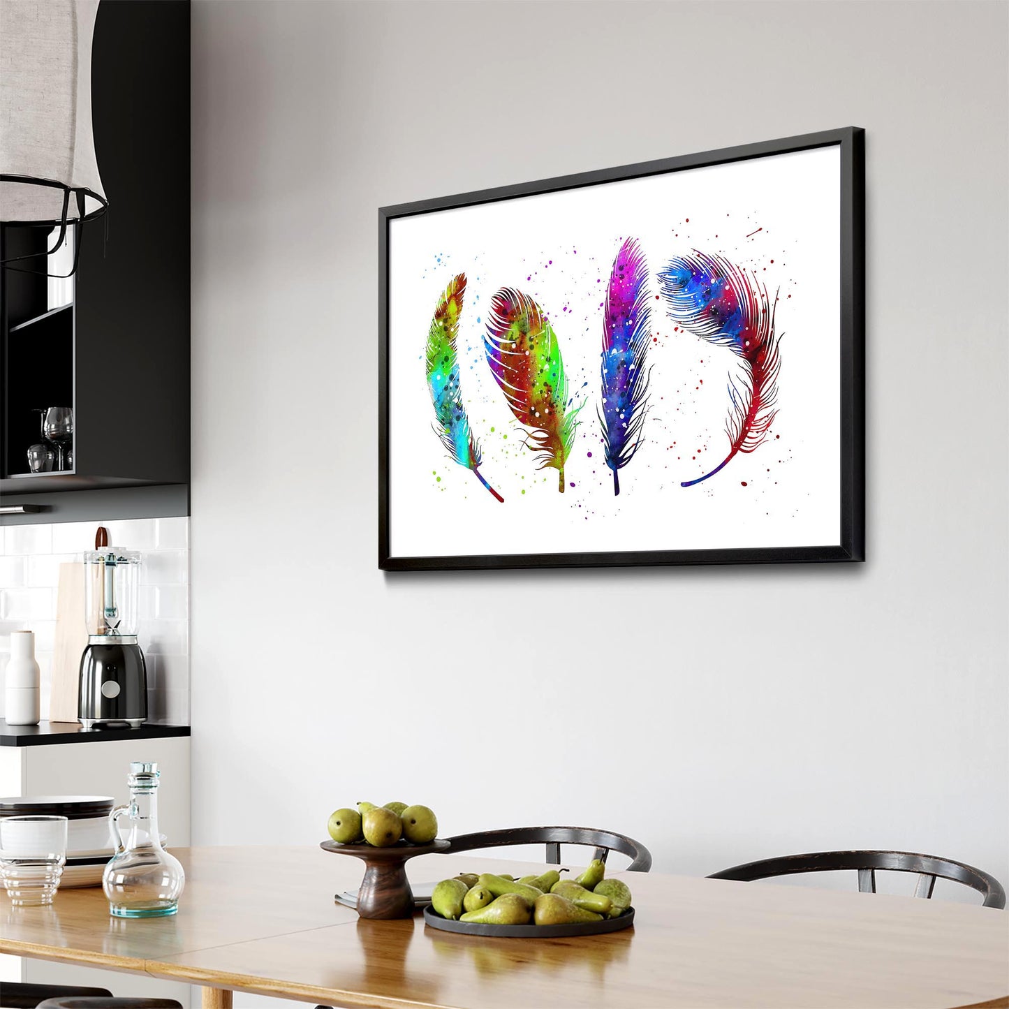 Feather Painting Colourful Bird Wall Art #1 - The Affordable Art Company