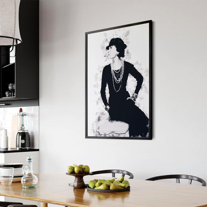 Coco Chanel Portrait Ink Drawing Wall Art - The Affordable Art Company