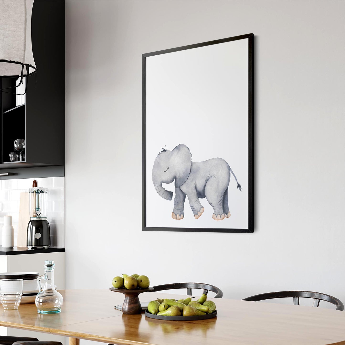 Cartoon Elephant Cute Nursery Baby Animal Wall Art #2 - The Affordable Art Company