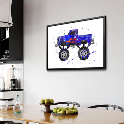 Monster Truck Cartoon Boys Bedroom Truck Wall Art - The Affordable Art Company