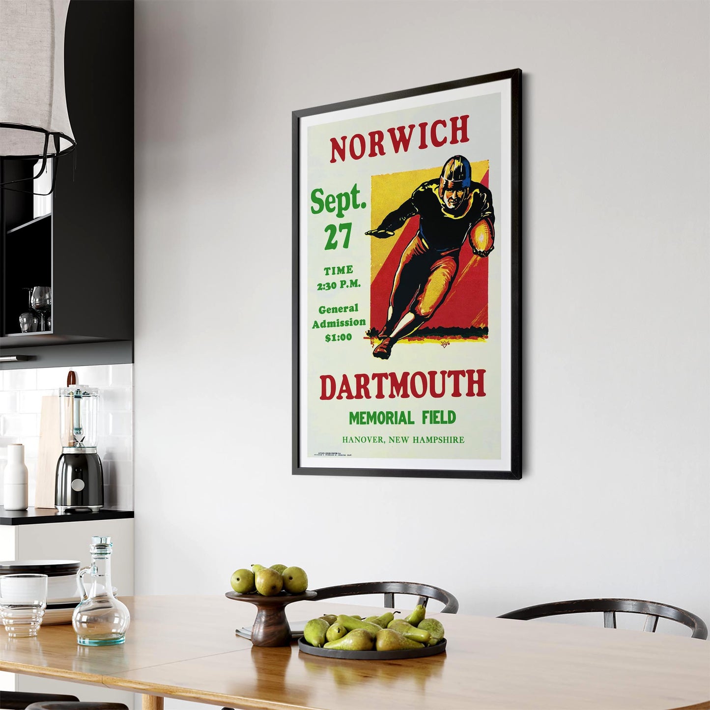 Dartmouth vs Norwich Rugby Vintage Sport Advert Wall Art - The Affordable Art Company