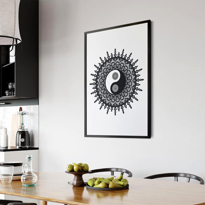 Yin Yang Mandala Calming Yoga Buddist Wall Art #10 - The Affordable Art Company