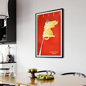 Red Italian Pasta Vintage Advert Restaurant Wall Art - The Affordable Art Company