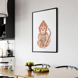 Cartoon Monkey Cute Nursery Baby Animal Art - The Affordable Art Company