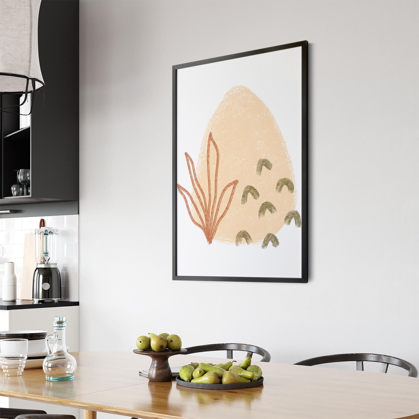Minimal Plant Abstract Retro Kitchen Wall Art #1 - The Affordable Art Company